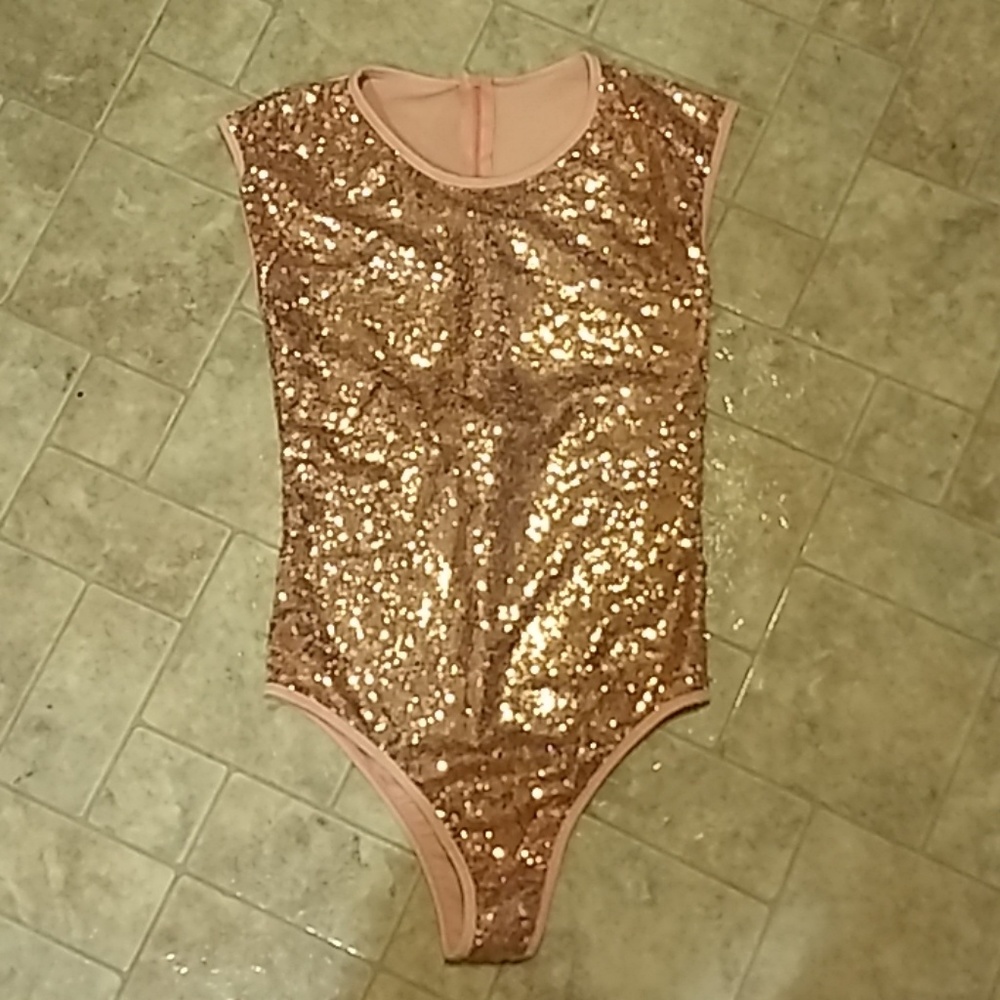 Rose Gold sequin one piece shirt